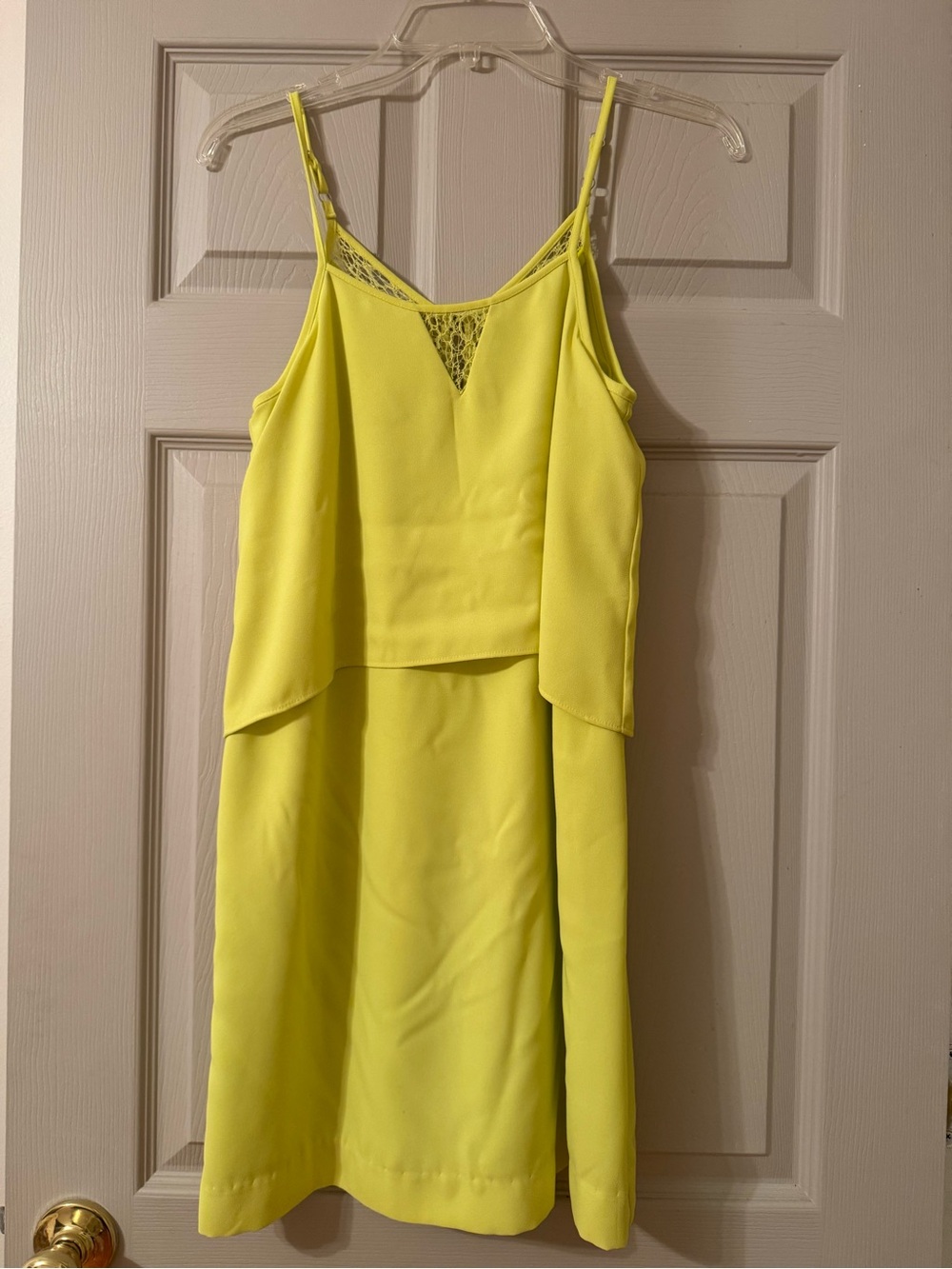 Bar III Bright Yellow Lace-Trim Mini Dress